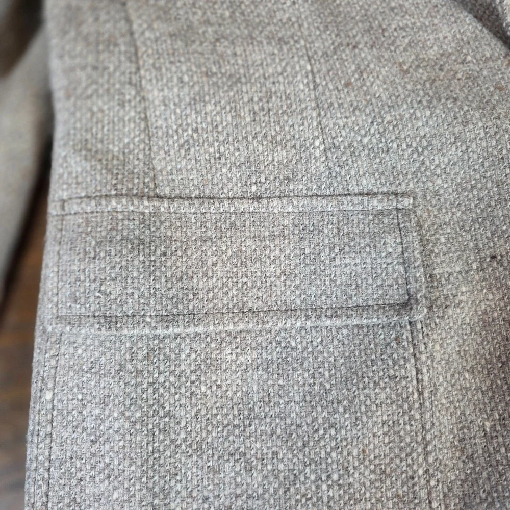 Vintage Pendleton Tweed Blazer Elbow Patches Tan/Brown Wool‎ Sport Coat 42 Long